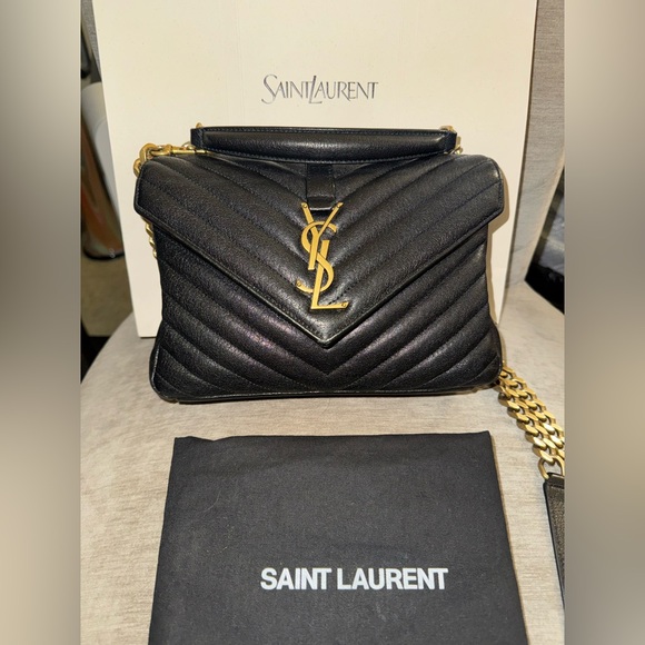 Yves Saint Laurent Black Quilted Shoulder Bag with Gold Accents - Picture 7 of 9